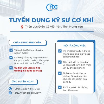 Mechanical Engineer Recruitment &ndash; Hung Yen